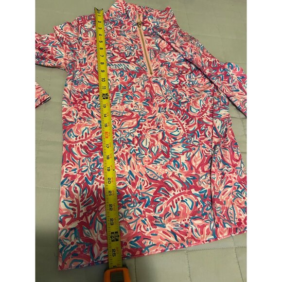 STELLA PARKER Pink Floral Top Women's Sz S Activewear 1/4 Zip Shirt Long Sleeve - Picture 10 of 11